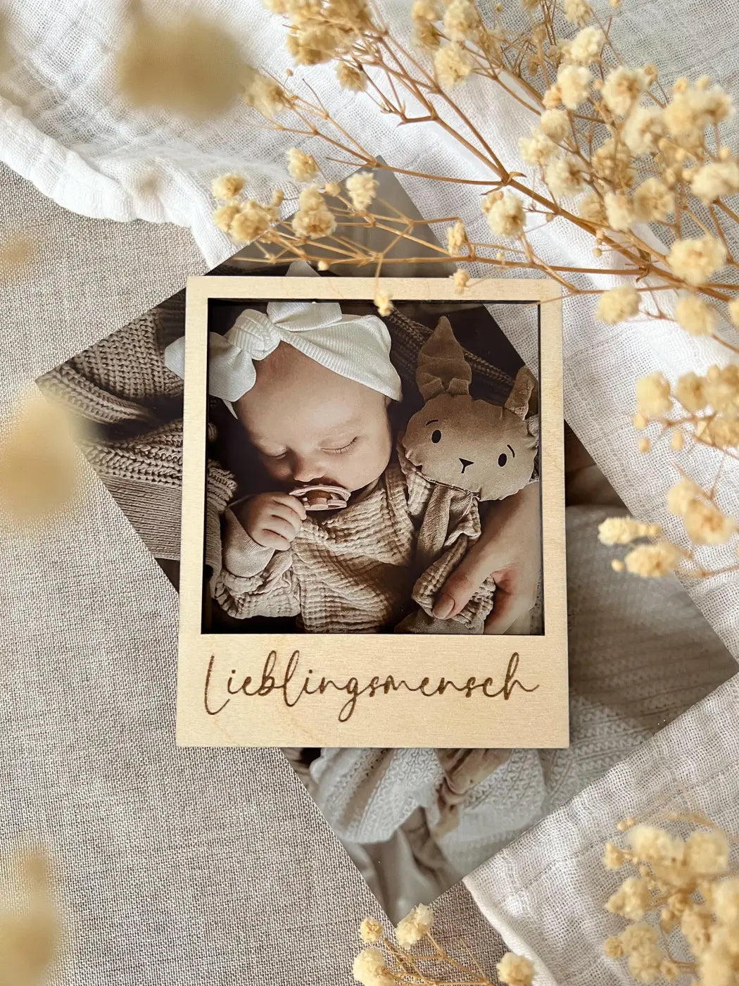 Polaroid Rahmen, Fotorahmen aus Holz - Lieblingsmensch - BohoWildflowerVibes