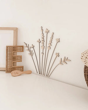 Rattan Buchstabe aus Holz - Nussbraun Wanddekoration Alphabet Kinderzimmer und Babyzimmer