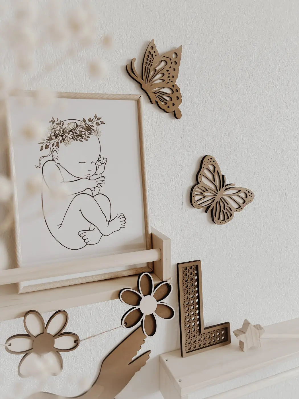 Rattan Buchstabe aus Holz - Nussbraun, Wanddekoration, Alphabet, Kinderzimmer und Babyzimmer - BohoWildflowerVibes