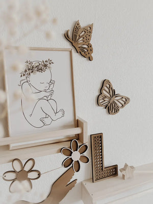 Rattan Buchstabe aus Holz - Nussbraun, Wanddekoration, Alphabet, Kinderzimmer und Babyzimmer - BohoWildflowerVibes