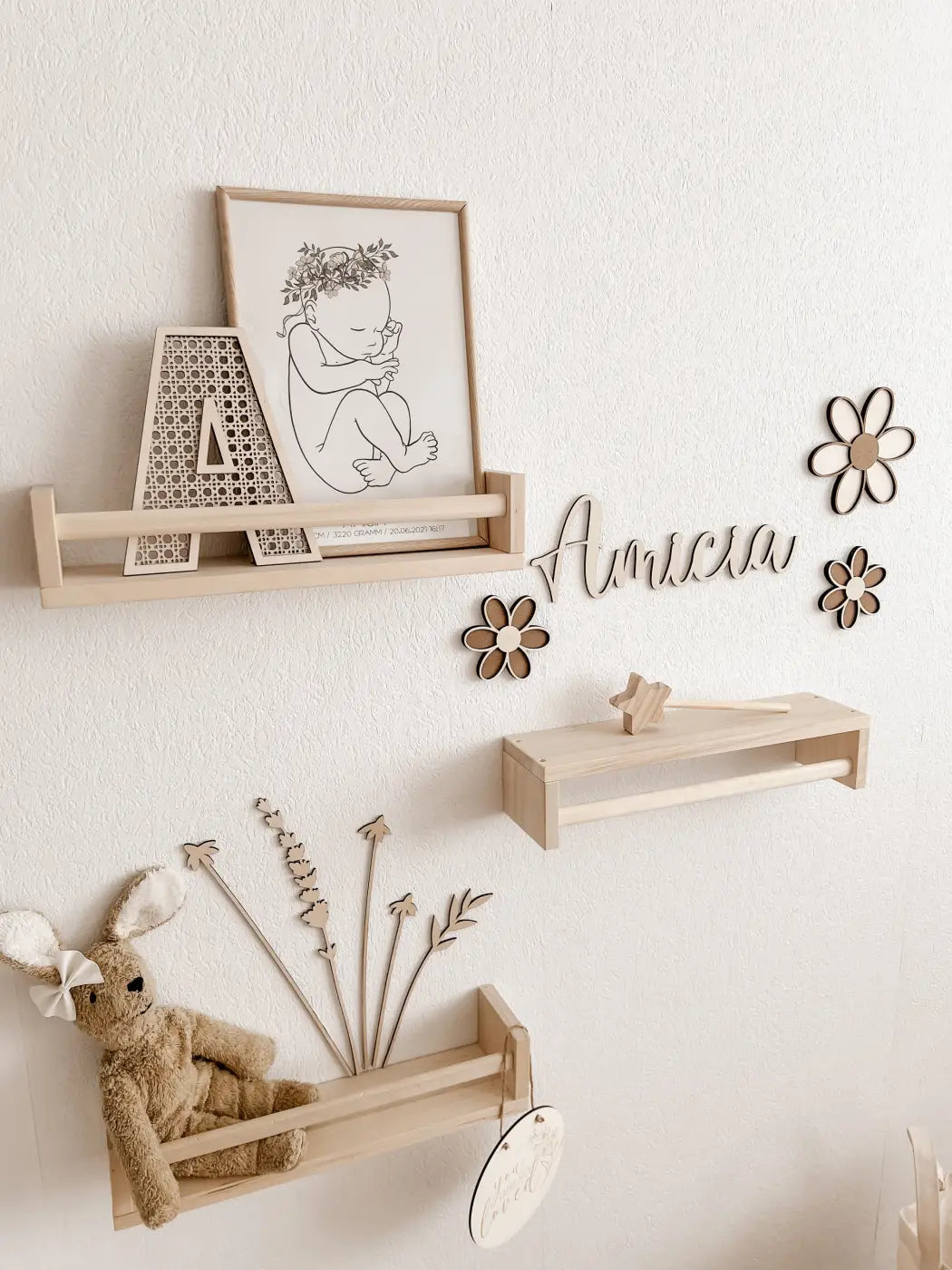 Rattan Buchstabe aus Holz Wanddekoration Alphabet Kinderzimmer und Babyzimmer
