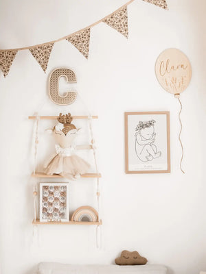 Rattan Buchstabe aus Holz Wanddekoration Alphabet Kinderzimmer und Babyzimmer