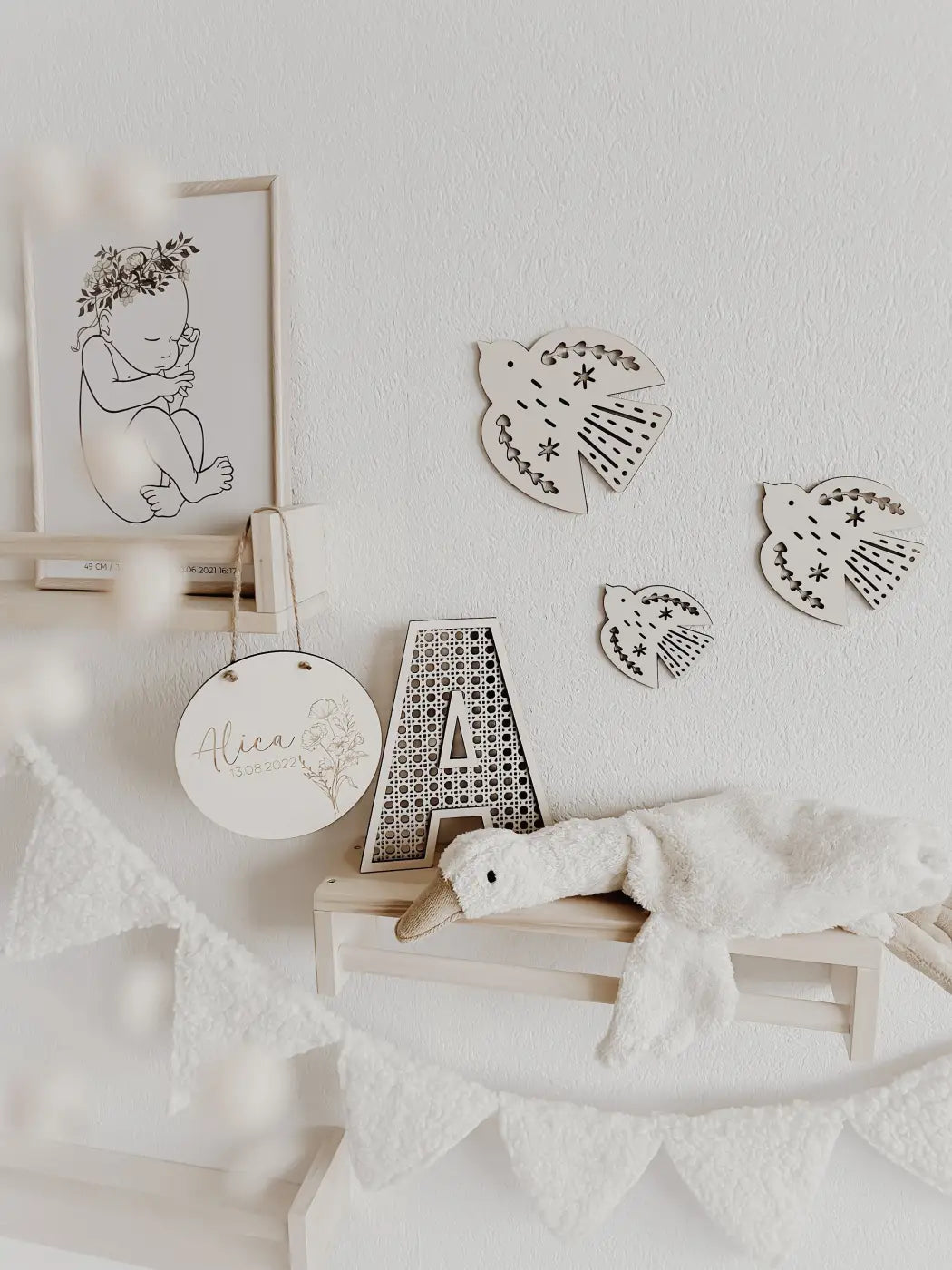 Rattan Buchstabe aus Holz, Wanddekoration, Alphabet, Kinderzimmer und Babyzimmer - BohoWildflowerVibes