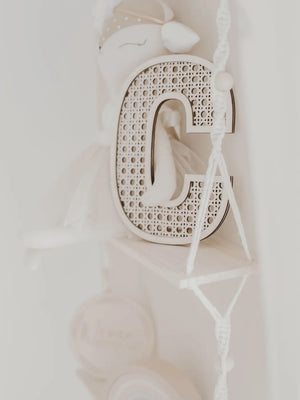 Rattan Buchstabe aus Holz, Wanddekoration, Alphabet, Kinderzimmer und Babyzimmer - BohoWildflowerVibes
