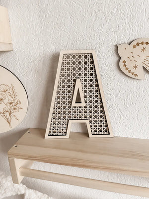 Rattan Buchstabe aus Holz, Wanddekoration, Alphabet, Kinderzimmer und Babyzimmer - BohoWildflowerVibes