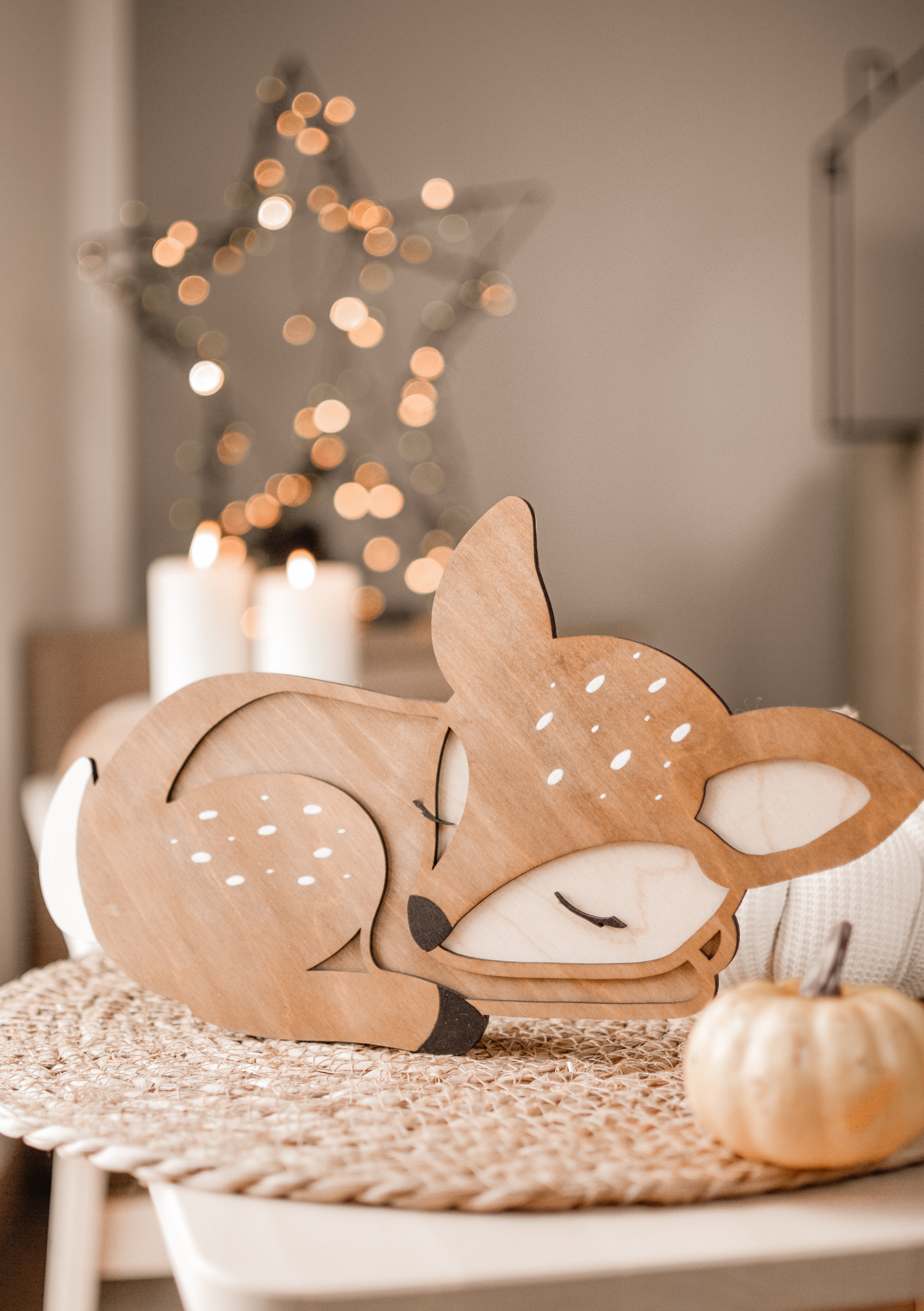 Reh aus Holz - nussbraun, Birke - BohoWildflowerVibes