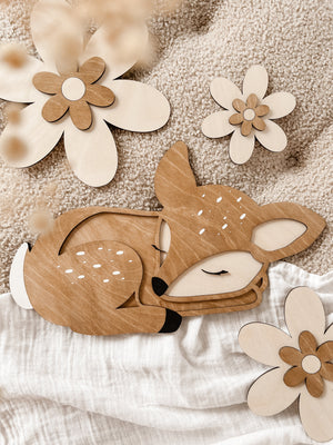 3 Holzblumen - Birke, nussbraun - BohoWildflowerVibes