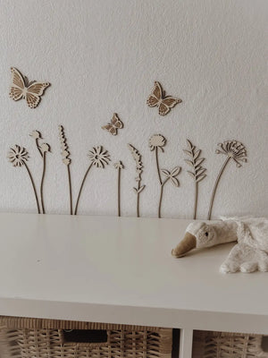 Schmetterlinge aus Holz im Set 3 Stück Wanddekoration - BohoWildflowerVibes