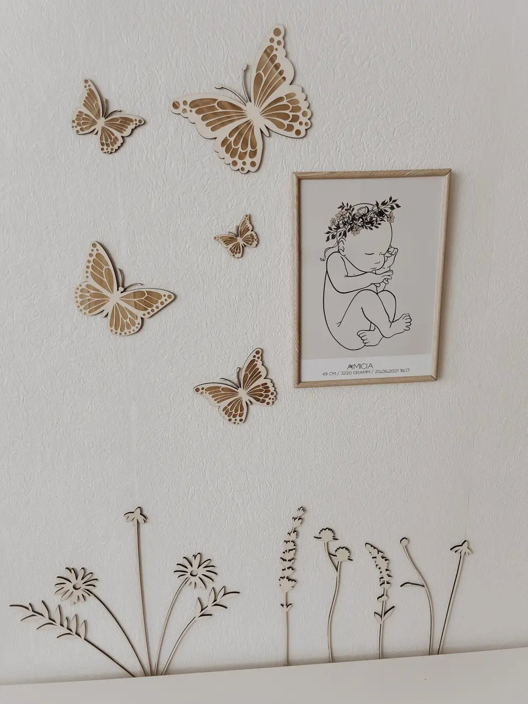 Schmetterlinge aus Holz im Set 3 Stück Wanddekoration - BohoWildflowerVibes