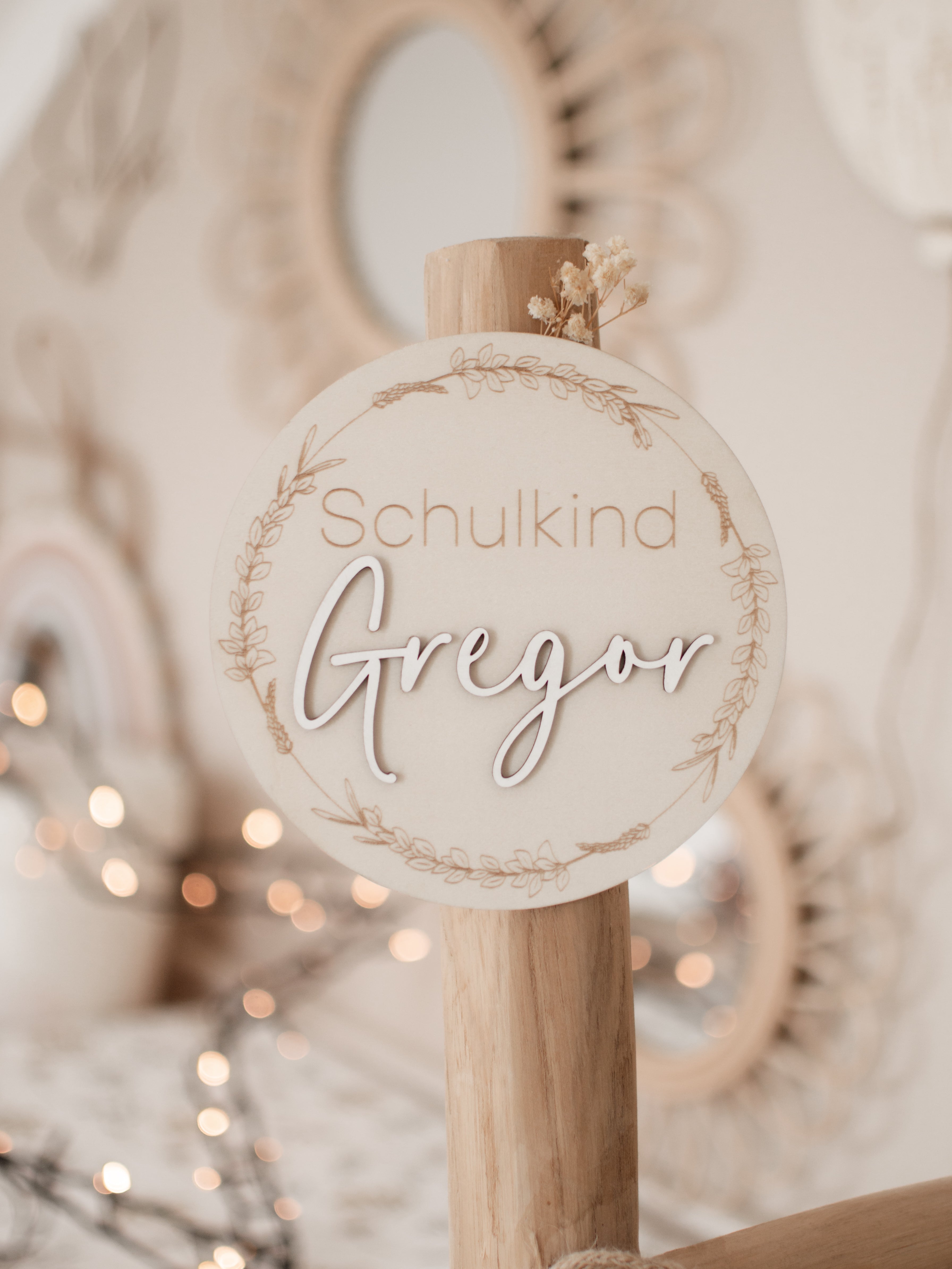 Schulkind Tafel aus Holz - BohoWildflowerVibes