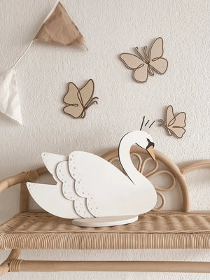 Schwan aus Holz mit Ständer