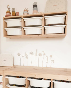 Wildblumen aus Holz im Set 9 Stück Wanddekoration - 9 Wildblumen