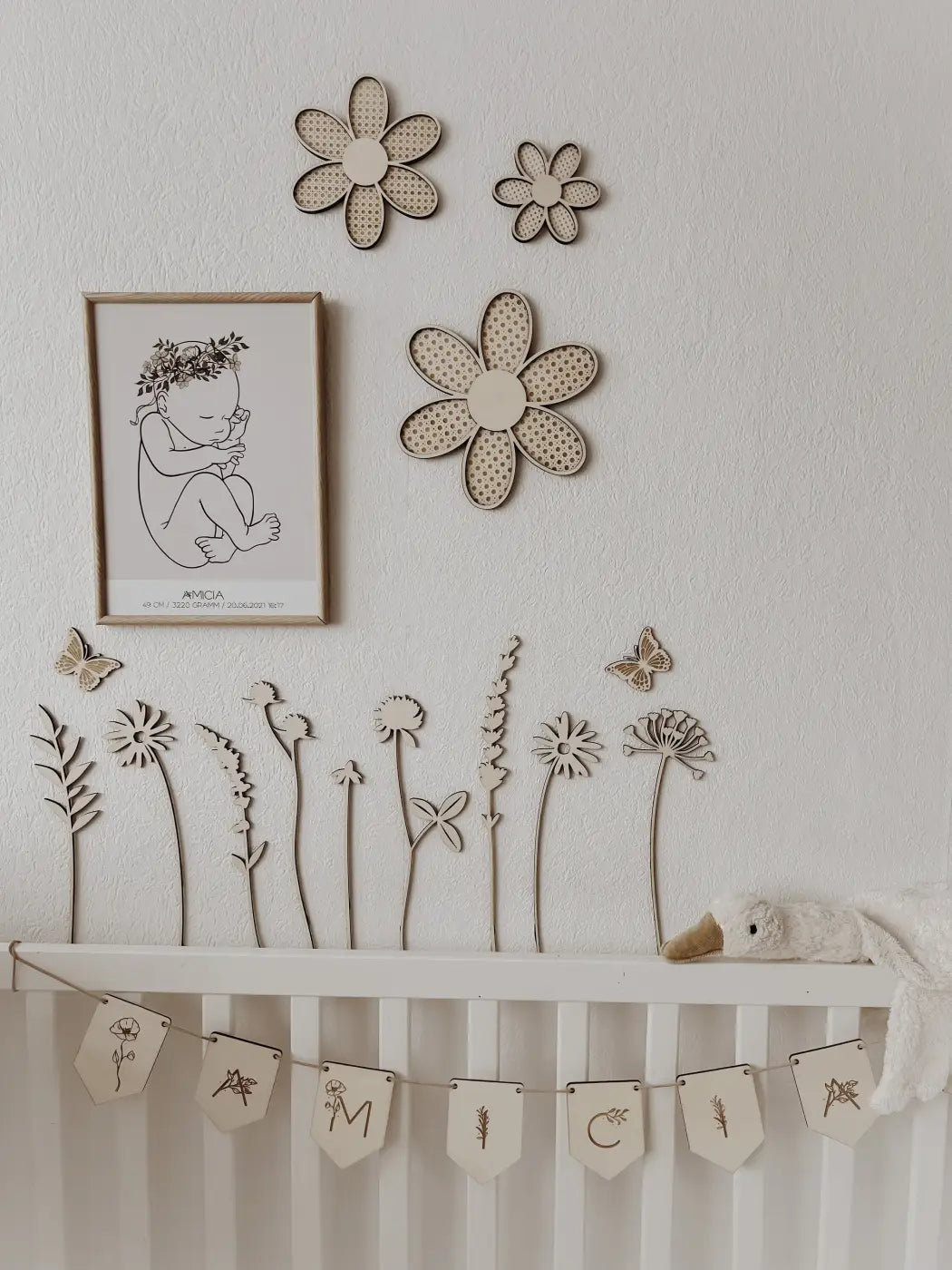Wildblumen aus Holz im Set 9 Stück Wanddekoration - BohoWildflowerVibes