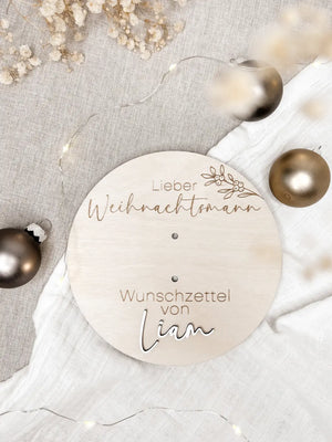 Wunschzettel Tafel personalisiert aus Holz